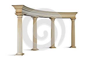 Entrance group with columns in the classical style on a white. 3 photo