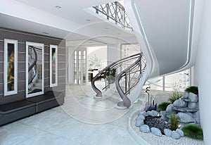 Entrance hall decorating ideas, 3d render