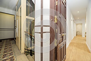 Entrance hall of a house in an old building with a long corridor