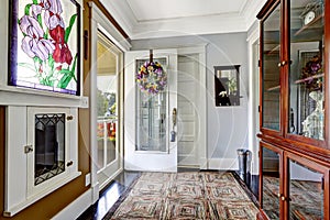 Entrance hallway interior in old american house