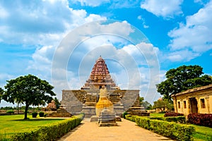 entrance in Hindu Temple dedicated to Shiva, ancient Gangaikonda Cholapuram Temple, India, Tamil Nadu, Thanjavur (Trichy)