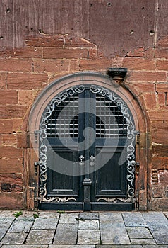 Entrance and historical gates at the castle in Aschaffenburg, Rhineland Palatinate,