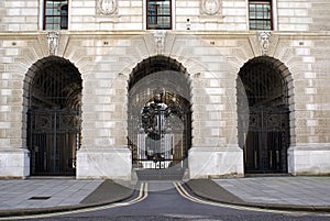 Entrance of HM Treasury. the Treasury, London, England, UK