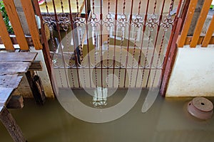 entrance of a House fully flooded