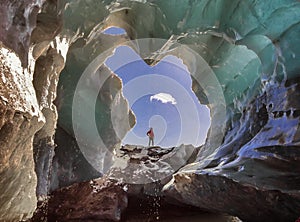 The entrance of the Ice Cave in Iceland