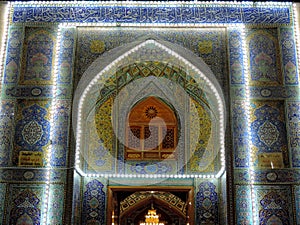 Entrance of Imam Ali Mosque with lighting