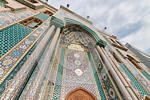 Entrance of an Iranian Mosque and mosaic architecture from Dubai