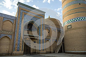 Entrance in Islom Xoja complex in the city of Khiva photo