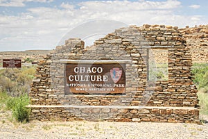 Entrance label and symbolical window to Chaco Culture historical photo