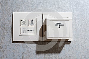 Entrance Light, Don't Disturb, Make up room button and card slot