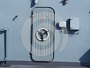 Entrance locked door on the warship