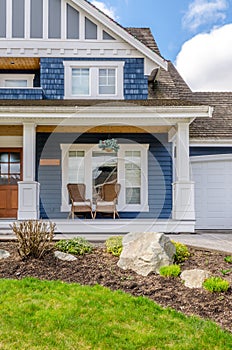 Entrance of a luxury house on a sunny day