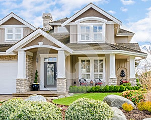 Entrance of a luxury house on a sunny day photo