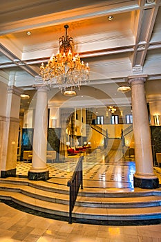 Entrance of the Magnificent Mayo Hotel, Tulsa, Oklahoma. Restored Art Deco Tourisim Destination