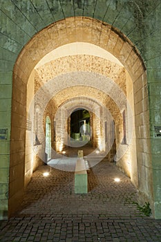 The entrance of Megalo Arsenali, the biggest of the venetian shipyards in Chania, Crete.