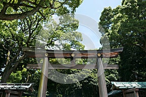 Entrance of Meiji-jingu park gate in Harajuku