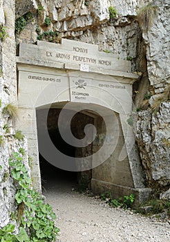 entrance of the military road of the 52 tunnels in Valli del Pas photo