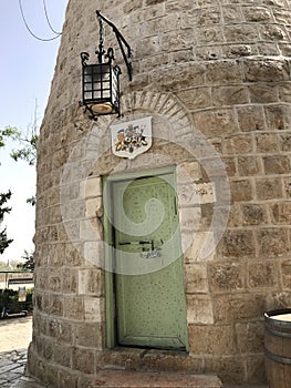The entrance of Montefiore Windmill in Jerusalem , Israel