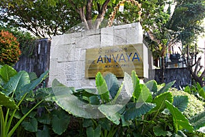 Name Sign of the Avanya Beach Resort in Tuban, Kuta, Bali, Indonesia