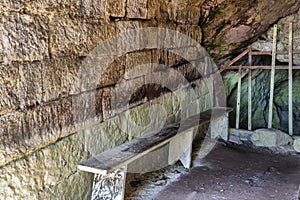 Entrance of an old abandoned sulfur mine in Balvanyos, Transylvania