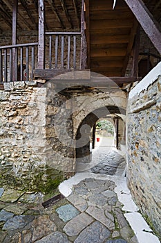 Entrance in an old Christian monastery in Greece.