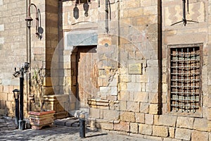 Entrance of old ottoman era theological school named Madrasa El Ainy, Azhar district, Cairo, Egypt