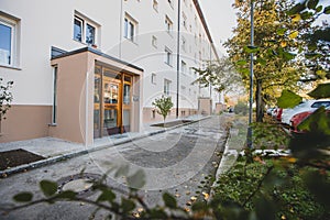 Entrance of an old socialistic city block