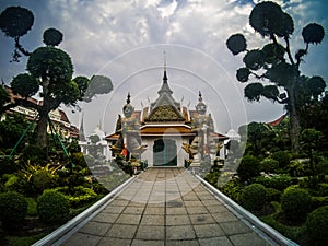 The entrance of the ordination chamber at the Wat Arun, Bangkok, Thailand