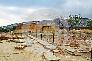 Entrance of the Palace of Knossos on Crete, Greece.