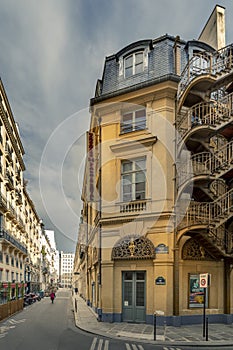 Entrance of Palais Royal theater, nice theater in Paris