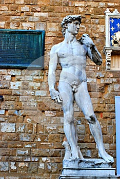 Entrance of Palazzo Vecchio, copy of Michelangelo`s David photo