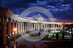 Entrance in park with arches and columns