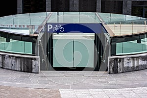 Entrance of a parking for Bicycles