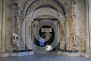 Entrance portal of Cathedral of st. Lovre, Trogir, Dalmatia, Croatia