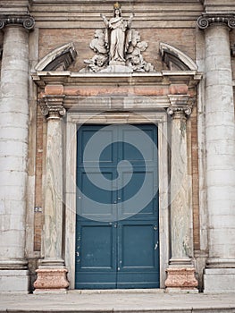 Entrance portal and statue of the Virgin Mary of the Basilica of