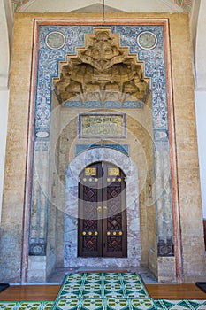 Entrance portal to the historic Gazi Husrev-beg Mosque in Sarajevo. Bosnia and Herzegovina