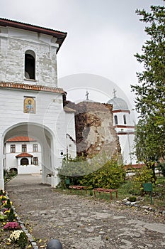 Entrance in the restored church from Comana 