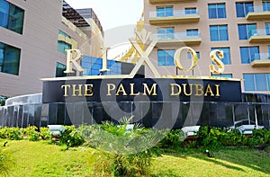 The entrance of Rixos the Palm Dubai luxury hotel