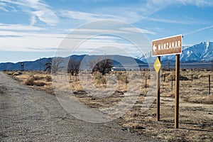 Entrance sign for Manzanar concentration camp California