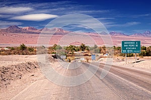 Entrance road to San Pedro de Atacama, Chile