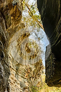 Entrance in the roof of the Lapinha cave