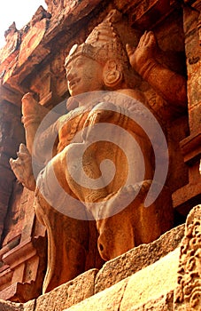 Entrance security statue of the second tower .The ancient temple of Brihadisvara Temple in Thanjavur, india.