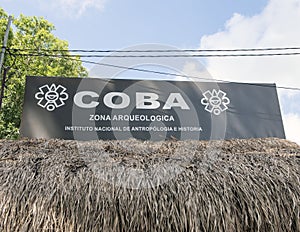 Entrance sign for COBA Zona Arqueologica