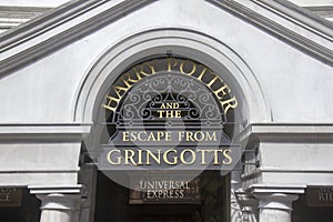 Entrance Sign Harry Potter Escape from Gringotts  Universal Studios Orlando Florida