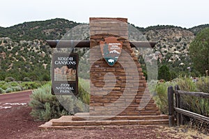 Entrance sign Kolob Canyons at Zion National Park