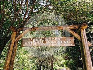 Entrance sign of Muir Woods National Monument