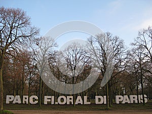 The entrance sign of the Parc Floral De Paris, Paris photo