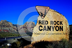 Entrance Sign, Red Rock Canyon National Conservation Area, Las Vegas, Nevada, USA