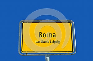 Entrance sign to Borna in Saxony germany photo