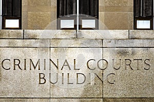 Entrance sign to the criminal court buildings in New York (USA